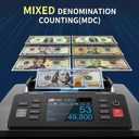 PONNOR N70 Mixed Denomination Money Counter Machine, Value Counting, Cash Counter with Three Displays, UV/MG/IR/MT Counterfeit Detection for Money Counting, Printer Enabled Bill Counter for Business