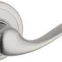 Kwikset Tustin Dummy Door Handle, Single Sided Lever for Closets, French Double Doors, and Pantry, Satin Nickel Non-Turning Right Handed Interior Push/Pull Lever, with Microban Protection
