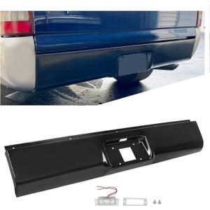 ECOTRIC Rear Steel Roll Pan Bumper License Plate LED Light Compatible with 1999-2007 Chevy Silverado & GMC Sierra 1500 2500 3500 Pickup Trucks