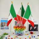 2 x QQSD Mexico Small Flag Mexican Stick Mini Hand Held Flags - Solid Wooden Pole with Spear Top, 12 Pack