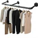 40 INCH Clothes Rack Wall Mounted,Industrial Pipe Garment Rack,Multi-Purpose Clothing Rod for Closet,Laundry Room,Retail Display,Black