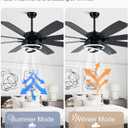 Black Ceiling Fans with Lights and Remote, 72 Inch Indoor/Outdoor Large Modern Ceiling Fan for Living Room Kitchen, Dimmable, 6 Speed Reversible DC Motor, Dual Finish