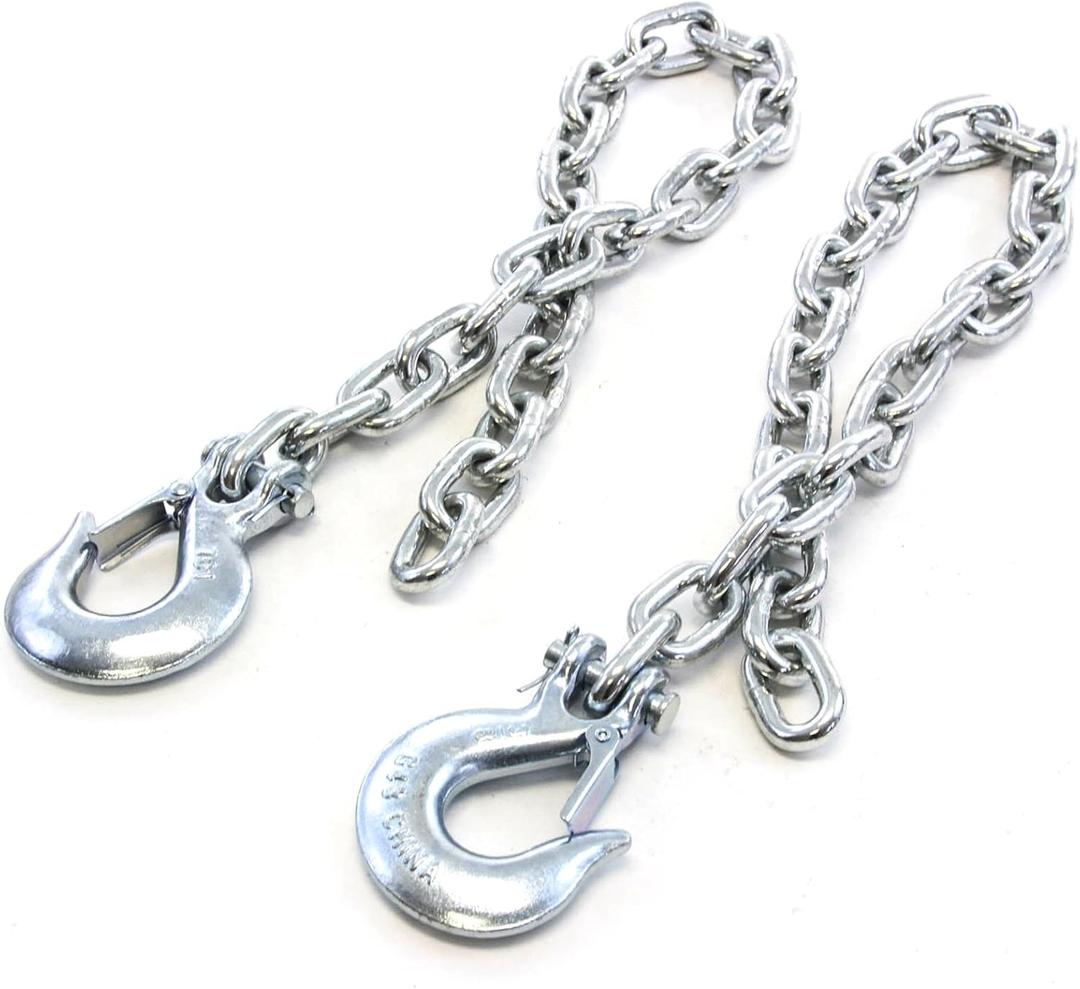 Red Hound Auto 3/8 Inches x 35 Inches Safety Chain for Towing with Slip Hook 17,000 LB Trailer Tow Pair
