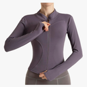 Women's Cropped Lightweight Stretchy Running Track Jackets Full Zip Slim Fit Athletic Tops with Thumb Holes, L