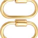2pcs Oval Jewelry Clasp, 925 Sterling Silver Screw Locking Carabiner Clips, Small Jump Rings Necklace Enhancer Shortener for Jewelry Making, Crafts, DIY Project - Gold