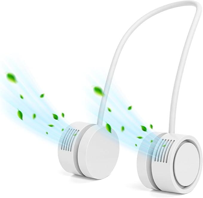 Neck Fan, Portable Bladeless Neck Fans, 4000mAh Foldable Rechargeable Bladeless Fan, 3 Speeds & Enhanced Cooling Power, HandsFree USB Personal Fan for Men, Women, Outdoor, Travel, Ideal Gift(White)