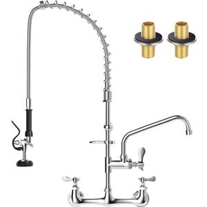 Commercial Sink Faucet,TOLSUNY Commercial Kitchen Faucet Wall Mount with Pre Rinse Sprayer,Wall Mounted Kitchen Sink Faucet for Industrial and Restaurant Sinks. (Classic, 36)