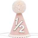 Half Birthday Hat -Baby 1/2 Birthday Cone Hat,Six Months Decorations,Party Hat Outfit for Girls/Boys (Lotus Pink)