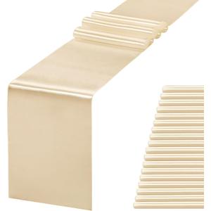 20 Pack Satin Table Runner 12 X 108 Inch Silk Table Runner for Party,Wedding, Birthday, Banquets,Decoration(Champagne)