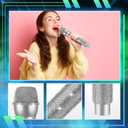 Sanwuta Bling Microphone Prop, Rhinestone Fake Microphone, Sparkly Glitter Toy Mic for Lip Sync, Disco Party Favors, Stage Performance, Christmas Halloween Cosplay Accessories(Silver)