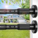 Tension Curtain Rod，40-166IN(3.33-13.83Ft) 2PCS One-Click Fast Extension Rod Easy to Install Black Long Outdoor Curtain Rods No Drilling Never Rust