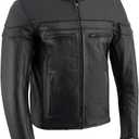 Milwaukee Leather LKM1725 Men's Black Leather Sporty Crossover Scooter Motorcycle Jacket w/Reflective Piping (XX-Large)
