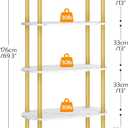 HOOBRO 5 Tier Open Bookshelf, Industrial Arched Bookcase Display Shelf Rack, Wooden Bookcase Storage Shelf Metal Frame, Tall Storage Organizer for Home, Easy Assembly, Gold DM176SJ01, 16.9"L x 11.8"W x 69.3"H