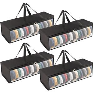 4 Pcs Hat Organizer for Baseball Cap, Hat Storage Bags with 2 Carry Handles Hat Holder Rack for Closet Travel Hat Organizer (Black)