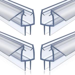 4 Pack Frameless Shower Door Bottom Seal, 3/8 x 39 Clear PVC Shower Seal Strip for 3/8 Inch Glass Shower Door Stop Shower Leaks