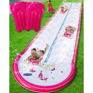 22ft Slip and Water Slide with 2 Inflatable BodyboardsPink Water Slide with Sprinkler for Kids BackyardSummer Water Toys for Kids Outside Lawn