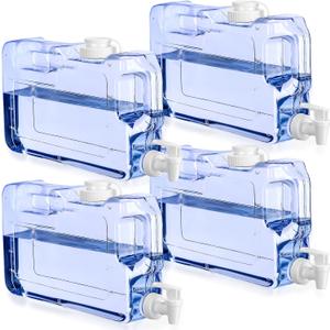 Funnymoom 4 Pcs Drink Dispenser for Fridge Refrigerator Plastic Reusable Water Dispensers Bottle with Spigot Bpa Free for Party Outdoors Home Office Activities(blue, 1.1 Gallon)