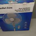 Comfort Zone 16-Inch Oscillating Pedestal Fan with Remote Control, 3-Speed High-Velocity Cooling, Adjustable Height & Tilt, Quad-Pod Folding Base, White  ETL Listed