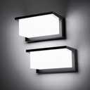Outdoor Wall Sconce Lights 2 Pack Daylight, Modern LED Exterior Wall Light 1500LM, 3CCT Selectable 3000K 4000K 5000K, Waterproof Wall Mounted Light with Flood-Effect Lighting for Porch, Garage