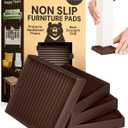 CasterMaster 3X3 Square Rubber Furniture Caster Cups - Set of 4 Non-Slip Brown Floor Protectors for Hardwood - Furniture Grippers - Table Leg Floor Protectors