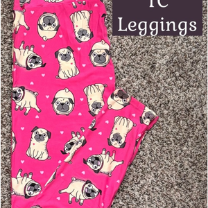 LulaRoe Leggings, Size TC, Print Pink Pug, 2 Pack