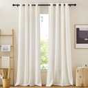 NICETOWN Linen Burlap Curtains for Windows 90 inch Length, Grommet Decorative Linen Blend Semi Sheer Drapes Privacy with Light Filtering for Living Room/Bedroom, 2 Panels, W52 x L90