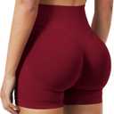 VOYJOY Women Workout Impact Shorts 2.5"/ 3.6"/ 4.5"/ 6" Scrunch Butt Lifting Gym Seamless Booty Biker Shorts (Red, M)