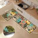 Kitchen Mats For Floor Cushioned Anti Fatigue Sets of 2 Boho Floral Kitchen Rugs Non Slip Waterproof Foam Kitchen Floor Mats Padded Comfort Standing Mat Rug For Sink Laundry Office, 17.3x28+17.3x59