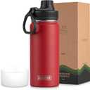 Koodee Insulated Water Bottle, 18 oz Stainless Steel Double Wall Vacuum Wide Mouth Sport Bottle with Leakproof Spout Lid (Canyon Red)