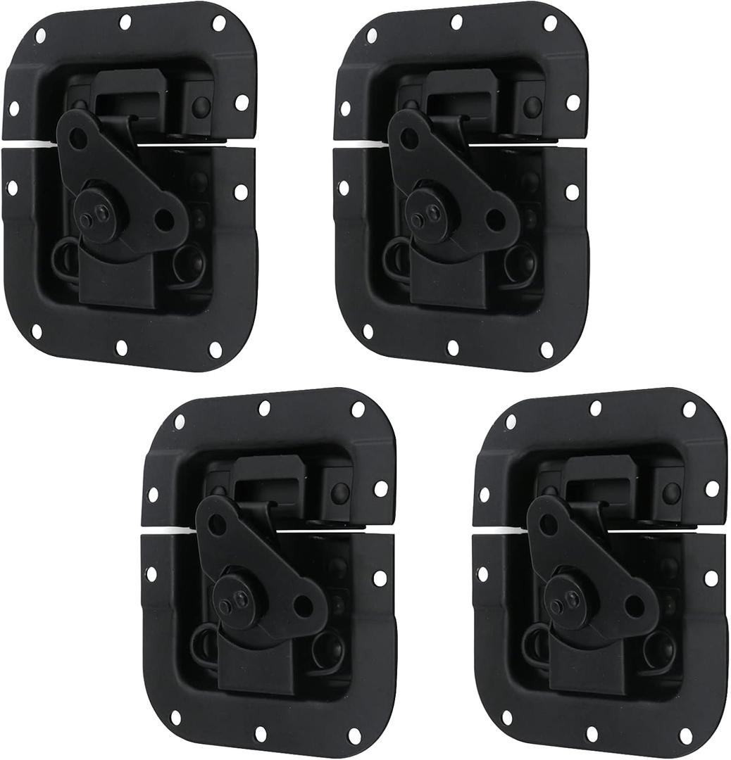 4PCS Black Spring Loaded Recessed Latch 4.41"x4.09" Butterfly Twist Latch Replacement Road Case Spring Loaded Recessed Latch for Flight Case and Road Case with Screws