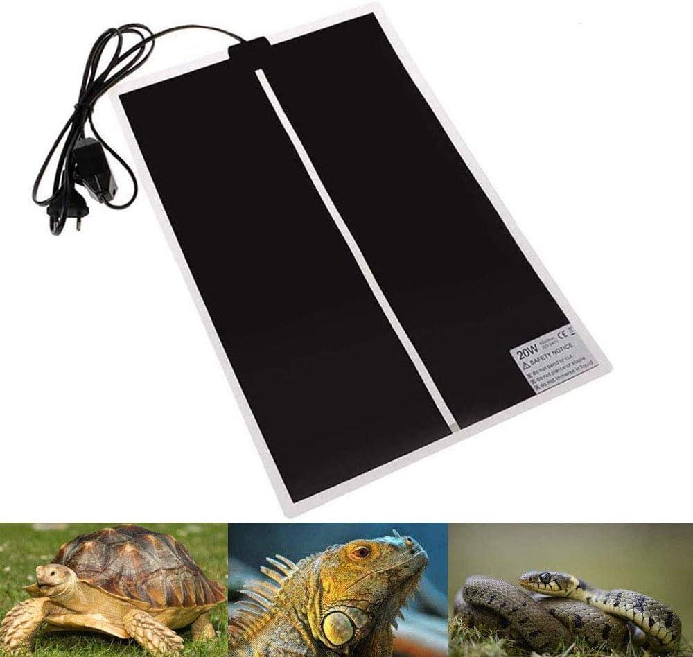 Reptile Heating Pad with Temperature Adjustment, 110V Non-Adhesive Heat Mat for Reptiles Tortoise Snakes Lizard Gecko Hermit Crab Turtle Amphibians - 20W Terrarium Heat Pad (16.5 x 11 IN)