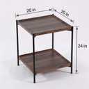 Square End Table Living Room with Metal Legs, 20 in Large Side Table Walnut