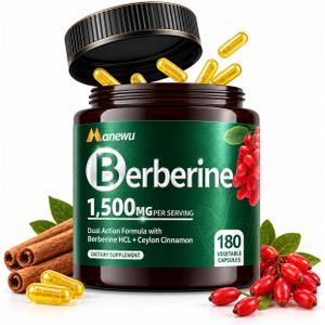 Berberine Supplement HCl 1500mg with Ceylon Cinnamon for Weight* Management, Manufacturing date: 26-09-2027