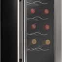 Nutrichef 12 Bottle Stainless Steel Slim Fridge | Red & White Chiller | Adjustable Temperature Control, Ultra Quiet Operation & Energy Efficient | Mini Cooler Refrigerator | 31x10x17 IN