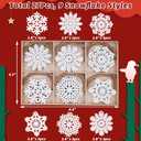 30Pcs Wooden Snowflake Ornaments, White Christmas Tree Hanging Decorations DIY Craft Wood Cutouts for Xmas, Rustic Unfinished Wood Snowflakes with Twine for Crafts and Holiday Decor