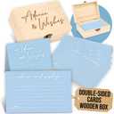 Advice and Wishes Cards Box - 50 Pcs Blue Wedding Advice Card for Bridal Shower, Baby Shower Advice Cards, Double Sided Advices and Well Wishes Box for Graduation, Christmas, Birthday Party