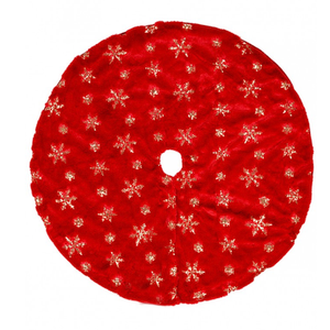 PIKRONSH Christmas Tree Skirt, 48 Inch Red Velvet Tree Skirt with Snowflakes Patterns, Indoor Christmas Decorations