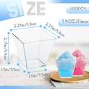 Jizvxe 100 Pack 3.5 Oz Square Dessert Cups,Small Clear Square Plastic Tasting Cups,Disposable Square Clear Plastic Dessert Cups for Ice Cream,Candy,Salad,Jello,Appetizers,Mousse
