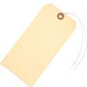 100 Large Manila Paper Tags with Wire Attached # 8, 6 1/4" x 3 1/8" Manilla Shipping Tags with Reinforced Eyelet and Metal Wire, Labels with Ties