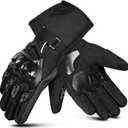 WESTWOOD FOX Motorcycle Gloves Winter Motorbike Gloves for Men and Women, Splashproof Motorcycle Gloves, Touchscreen Lightweight Warm Riding Gloves for BMX, ATV, UTV Mountain Biking (Small, Black Grey)