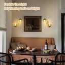 Battery Operated Wall Sconce, 2-Lights Vinatge Brass Wall Lighting Up and Down with Green Tulip Shade for Living Room, Bedroom, Symmetrical 2 Pack