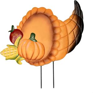 24" Metal Outdoor Harvest Cornucopia Yard Stake