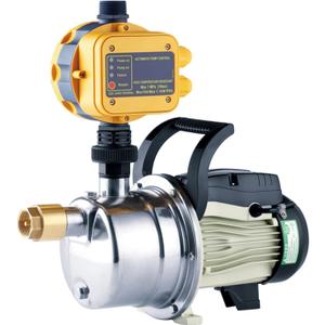 3/4HP Water Pressure Booster Pump Household 110V Stainless Steel Shallow Well Jet Pump for Home Garden 1056GPH Electric Irrigation Water Transfer Pond Pump for Cabin Sprinkler Yard Pool
