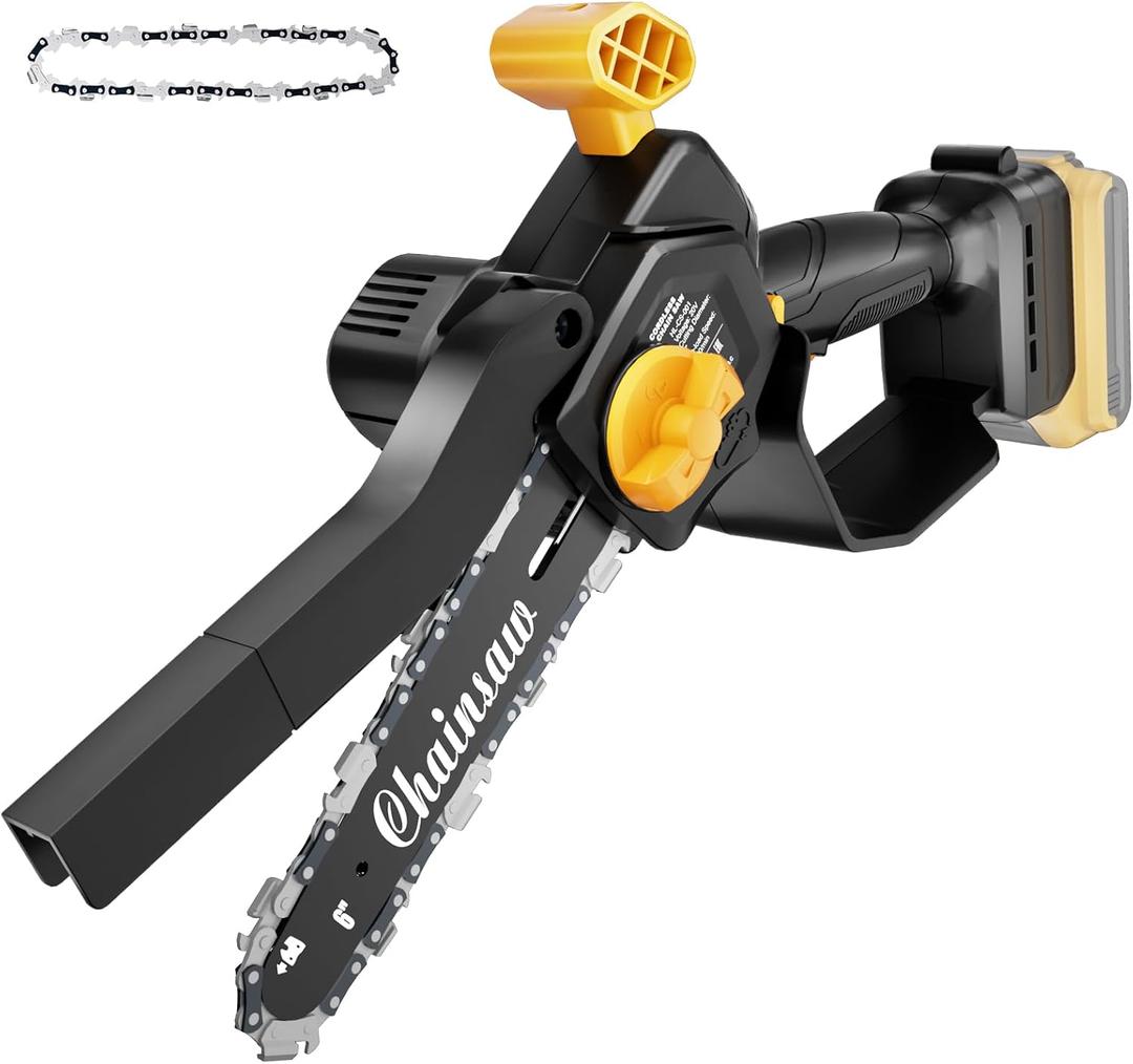 Mini Chainsaw Compatible with DeWalt 20V MAX Battery, 6-Inch Small Cordless Pruning Saw for Tree Trimming, Handheld Electric Wood Cutter with Tool-Free Tensioning & Overheat Auto-Stop (Tool Only)