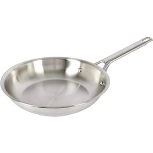GoodCook Stainless Steel Fry Pan 10-Inch, Oven-Safe to 500F & Induction-Safe Compatible with All Stovetops 3-Layer Construction for Even Heating Non-Toxic PTFE & PFOA Free, Silver