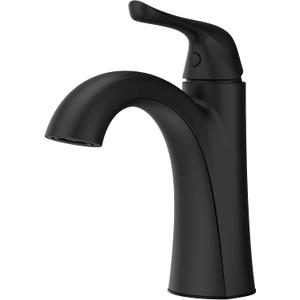 Pfister Willa Single Handle Bathroom Sink Faucet 1 Hole Matte Black with Spot Defense Finish Push & Seal Drain NSF Certified Water Efficient Vanity Faucet LF042MALSDB