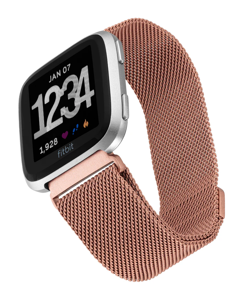STAINLESS STEEL MESH BAND FOR USE WITH FITBIT VERSA ROSE GOLD