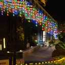 304 LED Solar Christmas Lights, Multicolored Outdoor Icicle Lights, 8 Modes Waterproof Solar Powered String Lights for Xmas Tree Patio Yard Garden Wedding Party House Eaves Roof Decorations