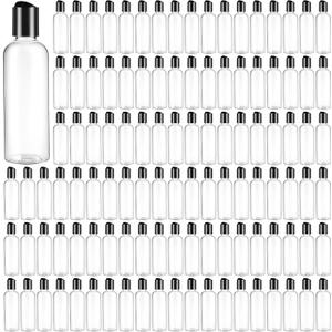 Roshtia 100 Pack 3.4 oz Travel Bottles for Toiletries, Clear Refillable Plastic Bottles with Disc Top Flip Cap, Leak Proof Empty Containers for Lotion, Shampoo, Essential Oil, Bulk Travel Size(Black)