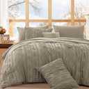 WRENSONGE Queen Comforter Set with Sheets - 7 Pieces Khaki Tufted Bed in a Bag Queen Shabby Chic Bedding Sets with 1 Comforter, 2 Sheets, 2 Pillowcases & 2 Shams